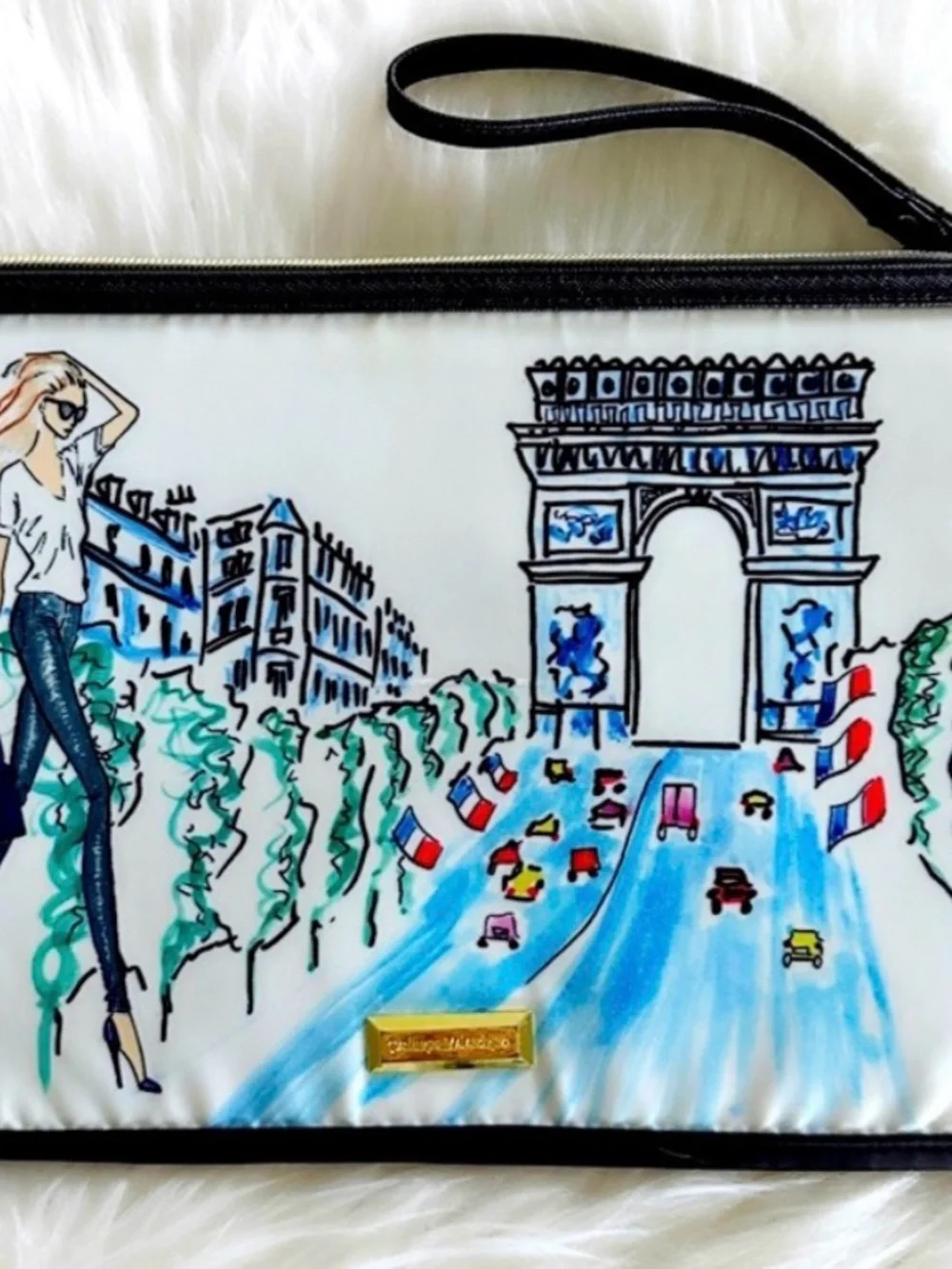 Catherine Malandrino Paris Girl/Arc de Triomphe Wristlet- iPad Air Bag